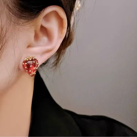 Strawberry Women's Stud Earrings - Picture 3 of 4